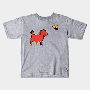 Cute Dog Found Food A Pizza Slice Kids T-Shirt